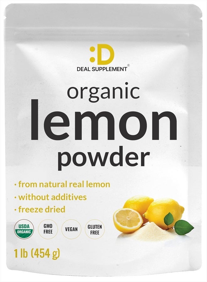 DEAL SUPPLEMENT Organic Lemon Powder, 1lb – Real Freeze-Dried Lemon Source – Rich in Essential Vitamin C – Natural Immune Support – Raw Lemon Juice Flavor & Aroma – Non-GMO, Filler Free, No Sugar  - Image 1