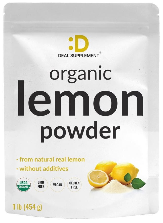 DEAL SUPPLEMENT Organic Lemon Powder, 1lb – Freeze-Dried Lemon Source – Rich in Essential Vitamin C – Natural Immune Support – Raw Lemon Juice Flavor & Aroma – Non-GMO, Filler Free, No Sugar - Image 1