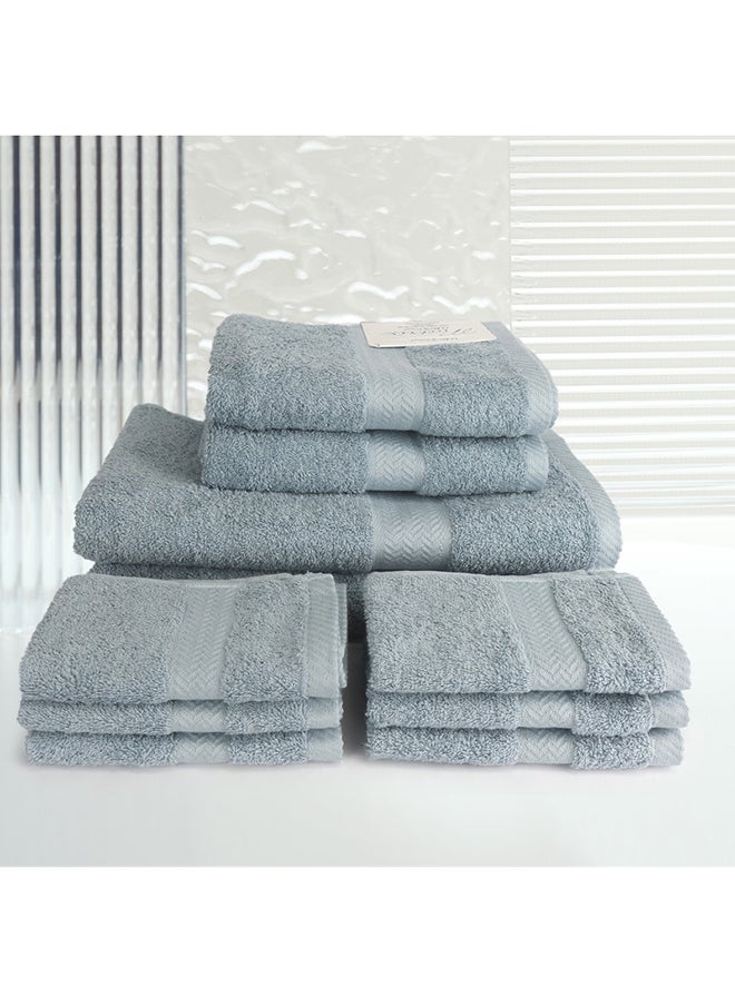 10 Pcs MATRIX Dyed Towel set 500 GSM 100% Cotton Terry Zic Zac Border 2 Bath Towel (70x140) cm, 2 Hand Towel (50x90) cm, & 6 Face Towel (33x33) cm Soft Feel Highly Absorbent Light Grey Color - pzsku/Z421AA7179ECF1581B321Z/45/_/1697099395/c978db64-30d2-47f6-acd5-eb9dd981ab7d