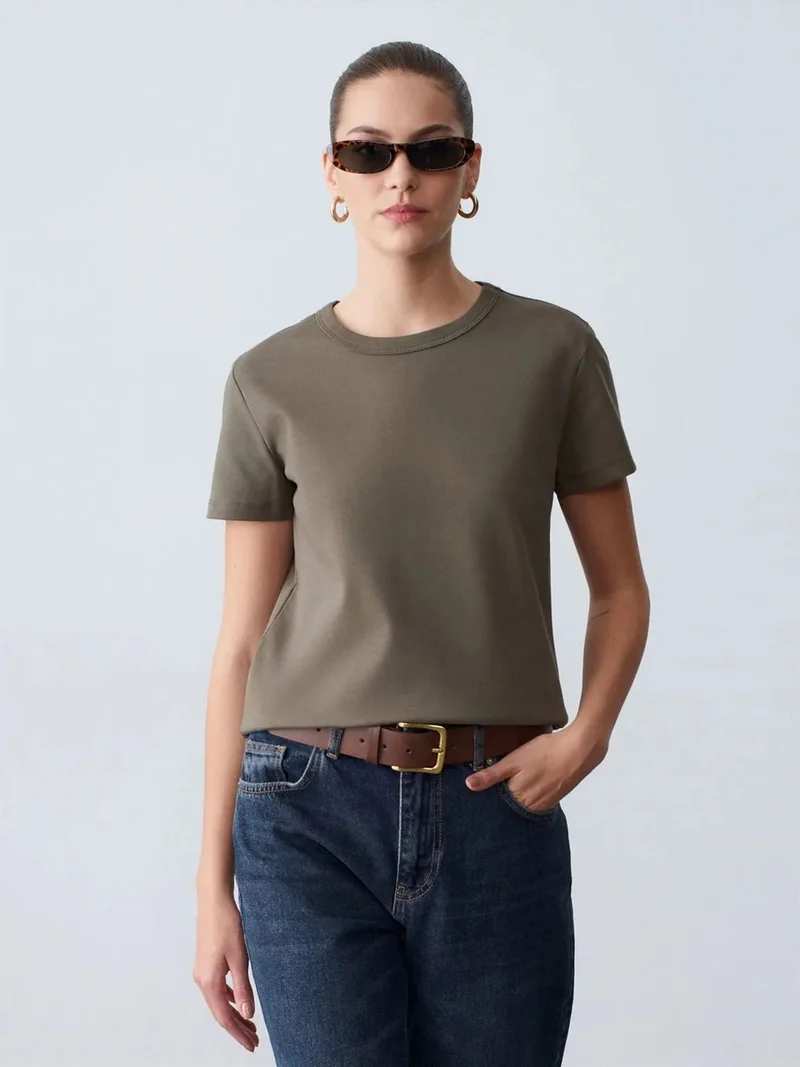 ديلفين Dilvin Women's Solid Crew Neck T-Shirt