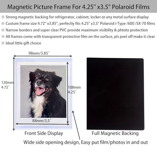 LAGIPA 3.5x4.25” Magnetic Polaroid Picture Frame, Fridge Magnet Frame for Polaroid Now i-Type/600/SX-70/OneStep+/Instax Wide Square 300/200/210 Films, Instant Film Display,10 Pack - Image 2