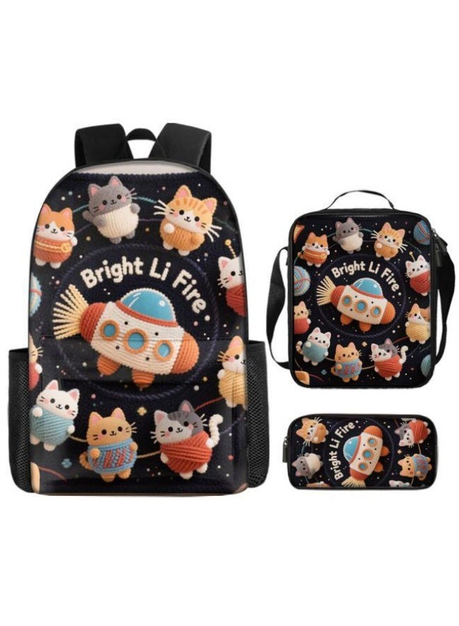 Bright Li Fire Three-piece set of cartoon bags, easily cope with various occasions (students, children, friends' outings, mountain climbing, schooling, etc.) | Backpack + hand-held + stationery bag | School season/holiday gifts - 4 - Image 4