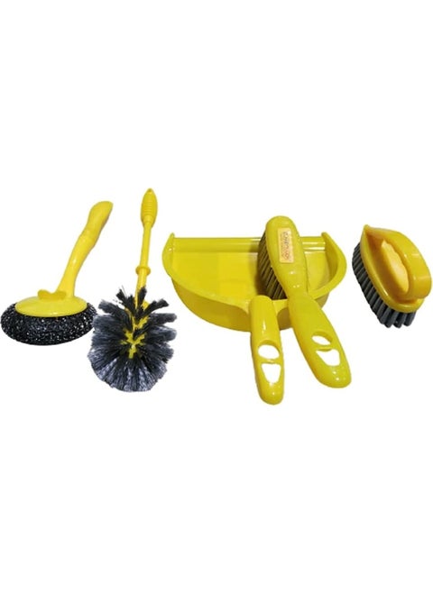 5 Piece Dustpan With Brush Set Yellow/Black 2x7inch
