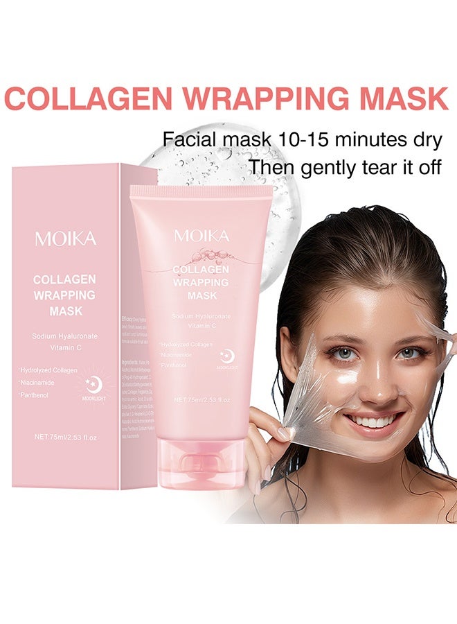 مويكا قناع تغليف الكولاجين 75 مل قناع الكولاجين العميق بين عشية وضحاها قناع الوجه الكولاجين قناع تغليف الكولاجين التغذية العميقة للبشرة قناع الوجه بين عشية وضحاها قناع مصل الوجه الحيوي الكولاجين كريم التفاف الليلي - Image 2