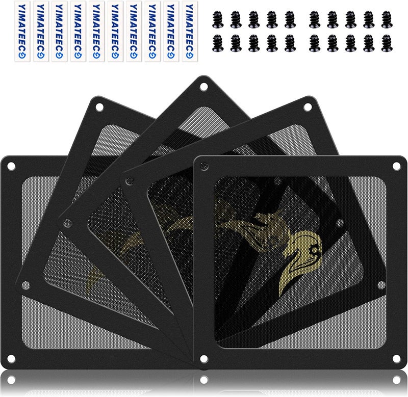 YIMATEECO Dust Filter, PC Fan Covers, 90 mm with Magnetic Frame for Computer Cooler Fan, Router, PC Fan, PC Cooler, Fan Grille, Dust Filter (PVC Gentleman, 90 x 90 mm, Pack of 5, Black) - Image 1