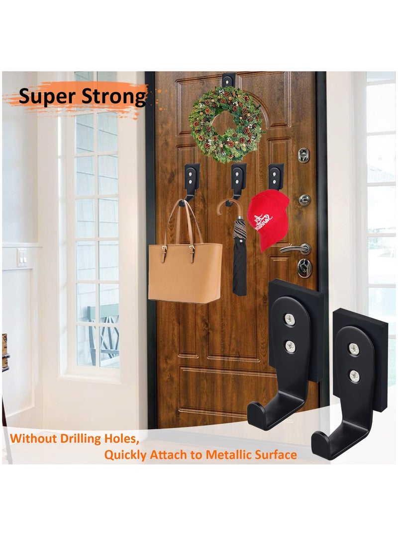 2Packs Strong Magnetic Hooks,Heavy Duty Magnetic Wreath Hanger Rectangle Rubber Coated Magnet Hooks for Metal Door Refrigerator Wreaths Party Hanging Bag Grill Kitchen - Image 5