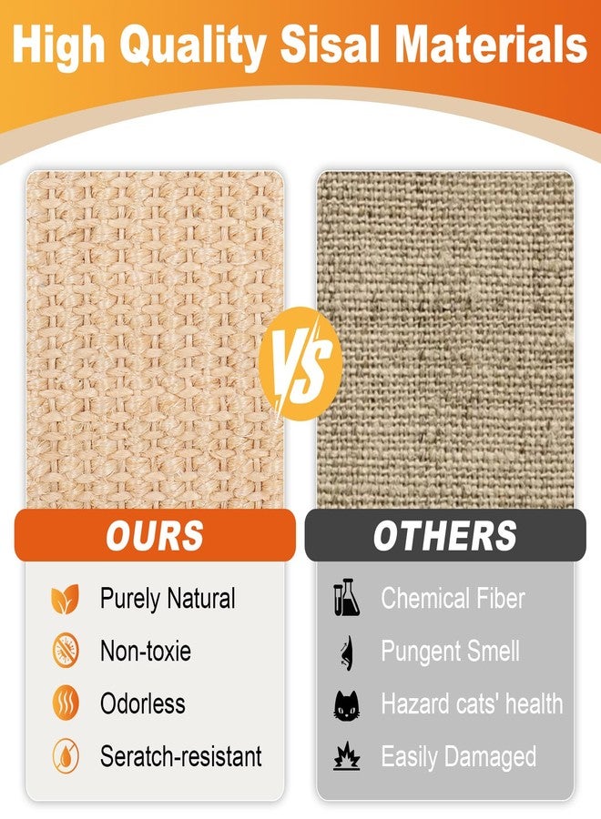Oroonoko 2-in-1 Natural Sisal Cat Scratcher Bed & Lounge - Large Scratching Post, Cat Hammock Bed, Scratch Pad for Indoor Cats, Non-Tip Wood Base, Modern Cat Furniture, Easy Assembly (Wave Design) - Image 5