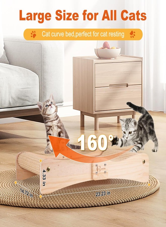 Oroonoko 2-in-1 Natural Sisal Cat Scratcher Bed & Lounge - Large Scratching Post, Cat Hammock Bed, Scratch Pad for Indoor Cats, Non-Tip Wood Base, Modern Cat Furniture, Easy Assembly (Wave Design) - Image 2