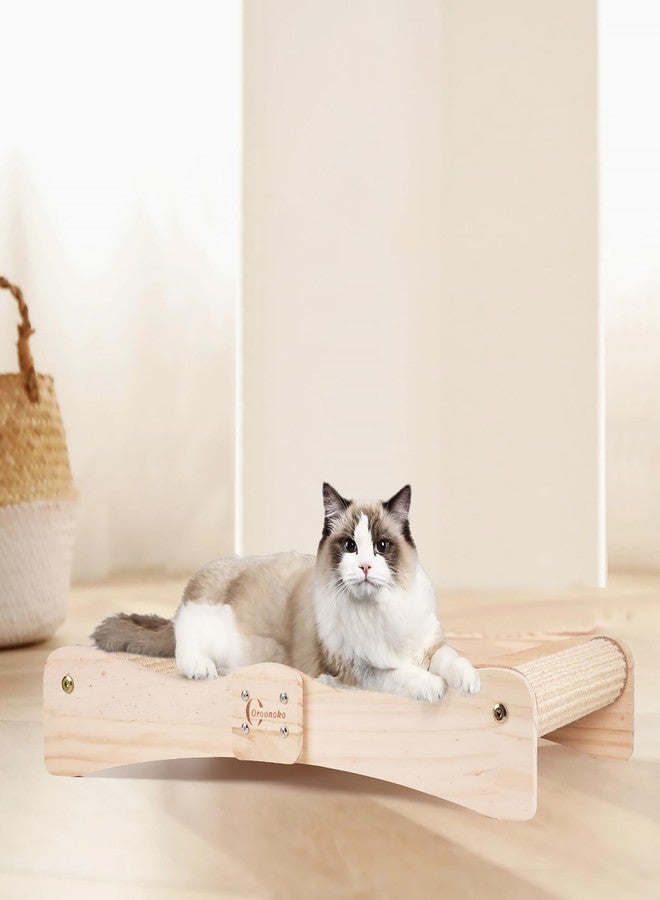 Oroonoko 2-in-1 Natural Sisal Cat Scratcher Bed & Lounge - Large Scratching Post, Cat Hammock Bed, Scratch Pad for Indoor Cats, Non-Tip Wood Base, Modern Cat Furniture, Easy Assembly (Wave Design) - Image 1