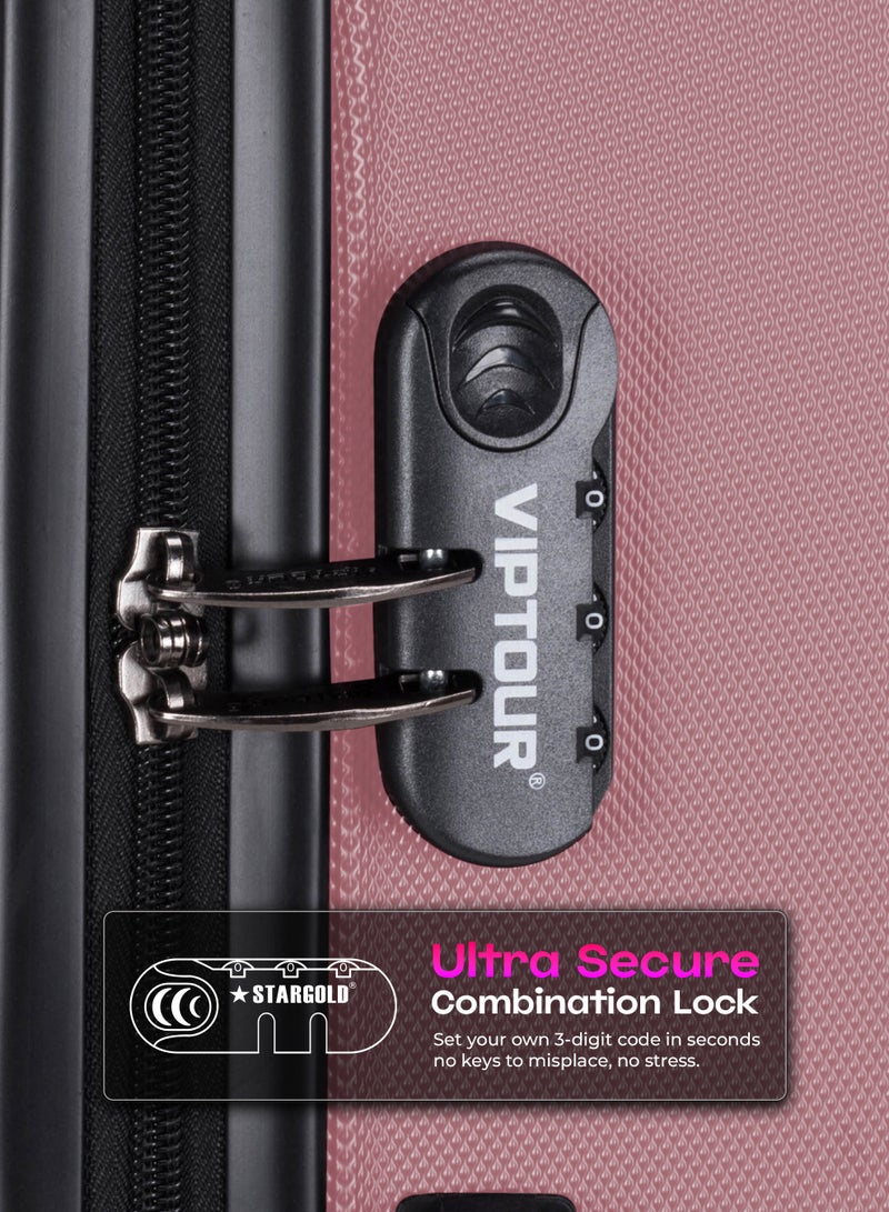 فيبتور مجموعة حقائب سفر ترولي مكونة من 3 قطع من ABS بعجلات دوارة مع قفل أرقام - Image 3