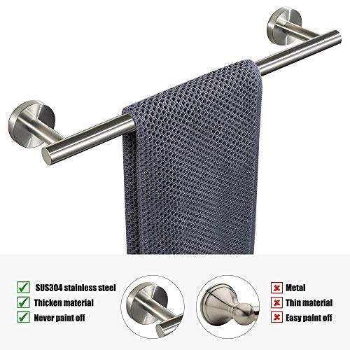 TocTen Bath Towel Bar - Thicken SUS304 Stainless Steel Bathroom Towel Holder, Towel Rod for Bathroom Heavy Duty Wall Mounted Towel Rack Hanger (20 in, Brushed Nickel) - Image 2