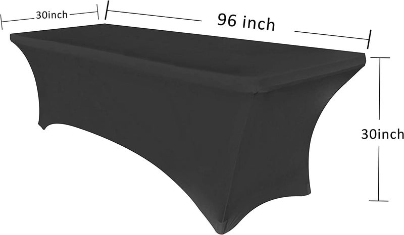 Obstal Obstal 8ft Stretch Spandex Table Cover for Standard Folding Tables - 2 Pack Universal Rectangular Fitted Tablecloth Protector for Wedding  Banquet and Party  Black  - Image 4