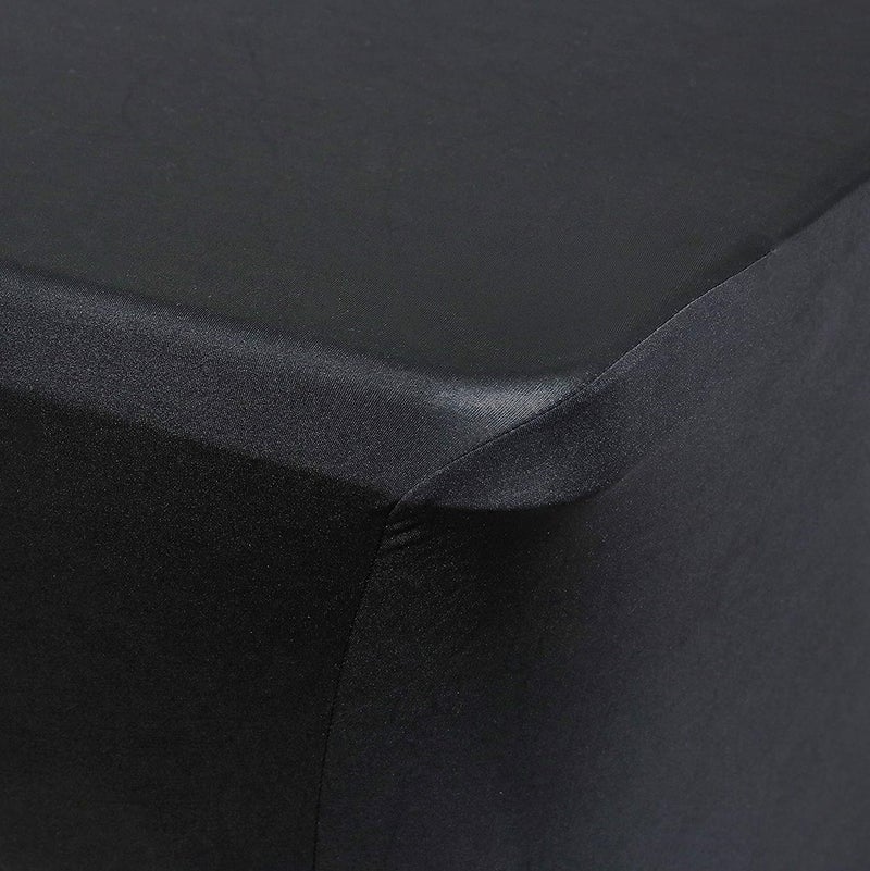 Obstal Obstal 8ft Stretch Spandex Table Cover for Standard Folding Tables - 2 Pack Universal Rectangular Fitted Tablecloth Protector for Wedding  Banquet and Party  Black  - Image 3