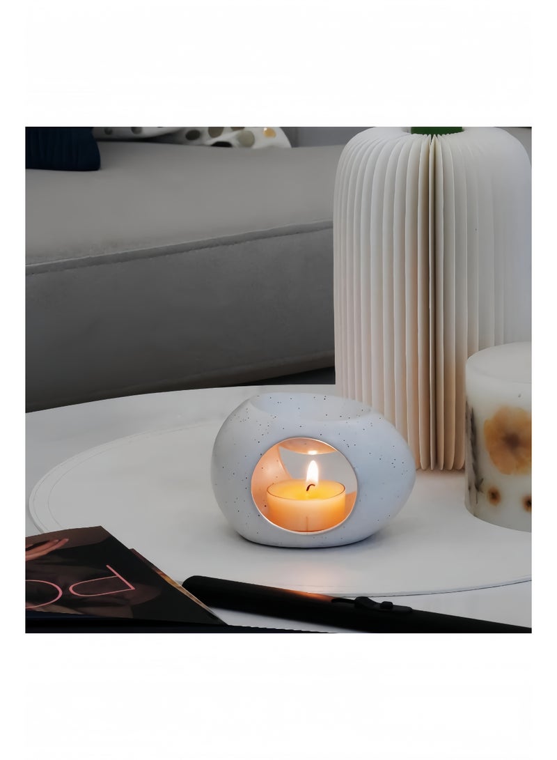 مبخرة زيت عطري للفن التجريدي، مبخرة شمعية من السيراميك مع حبر متناثر، مبخرة شمعية عطرية، ناشر عطري، مبخرة شمعية صغيرة، ديكور منزلي، هدية لممارسي اليوغا والسبا - Image 2