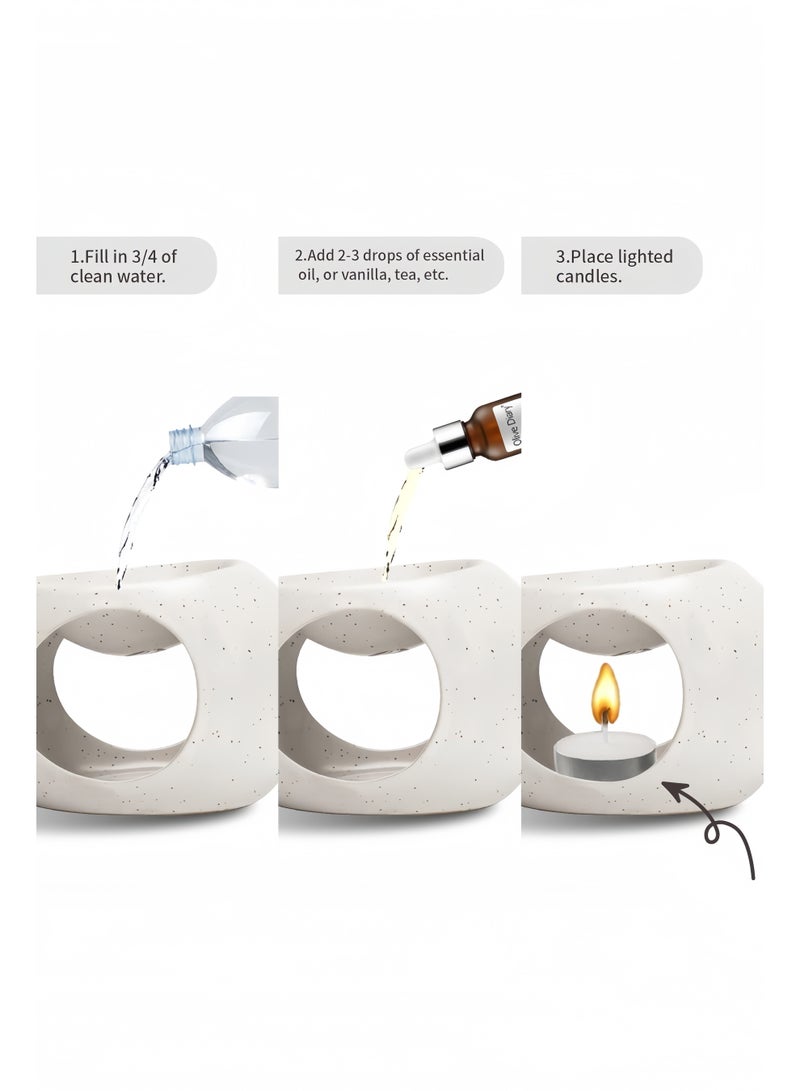 مبخرة زيت عطري للفن التجريدي، مبخرة شمعية من السيراميك مع حبر متناثر، مبخرة شمعية عطرية، ناشر عطري، مبخرة شمعية صغيرة، ديكور منزلي، هدية لممارسي اليوغا والسبا - Image 3