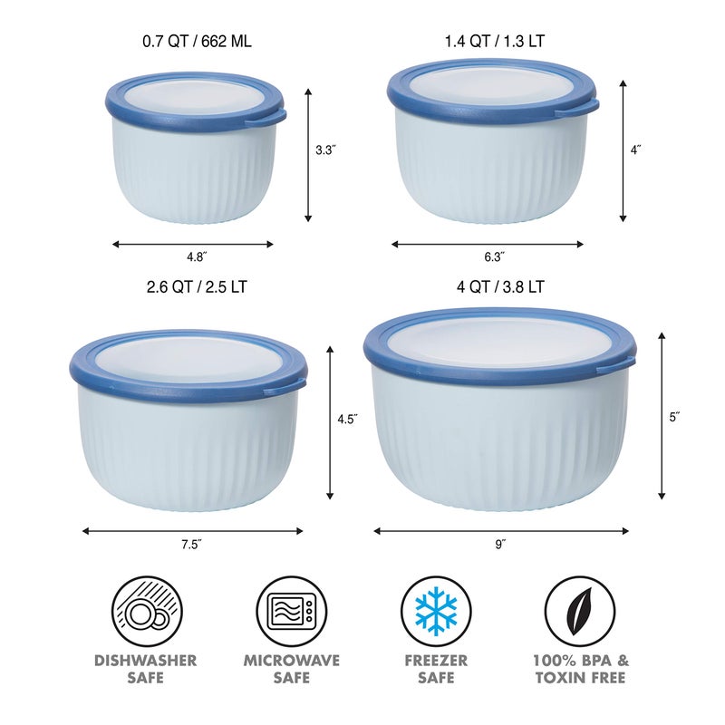 Oggi Prep  Store & Serve Plastic Bowl w/See-Thru Lid- Dishwasher  Microwave & Freezer Safe  (1.4 qt) Blue w/Dk Blue Lid - Image 5