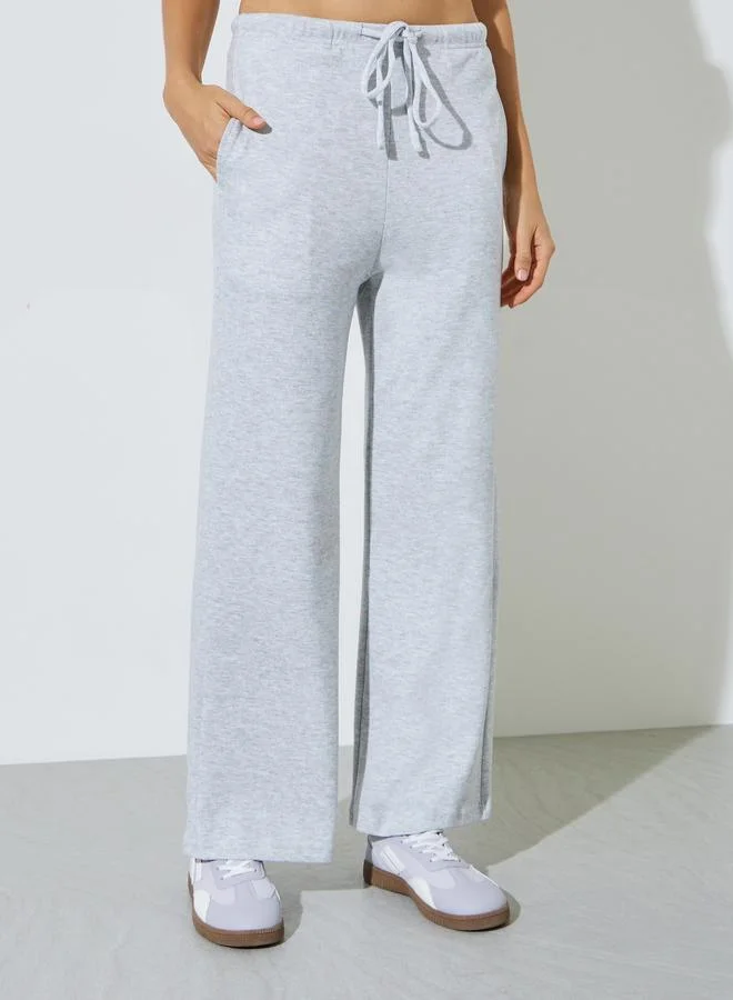 Styli Grey Wide Leg Pants with Side Pocket