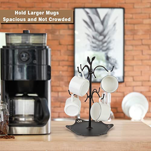 ALLCENER Coffee Mug Holder for Large Mugs, Mug Tree for Counter, Cup Holder for Countertop, Mug Rack with Tray, Metal Mug Tree with 6 Hooks, Coffee Counter Bar Accessory & Kitchen Home Organizer - Image 2