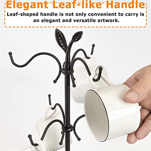 ALLCENER Coffee Mug Holder for Large Mugs, Mug Tree for Counter, Cup Holder for Countertop, Mug Rack with Tray, Metal Mug Tree with 6 Hooks, Coffee Counter Bar Accessory & Kitchen Home Organizer - Image 3