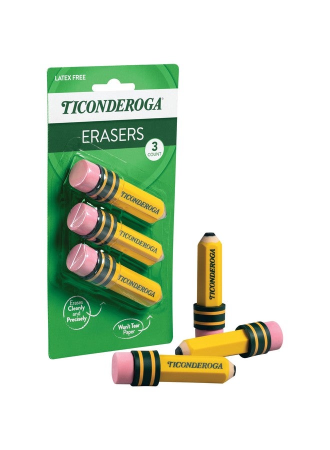 تايكونديرجا ممحاة تيكونديروجا، على شكل قلم رصاص، خالية من اللاتكس، صفراء، عبوة من 3 قطع (38953) - Image 3