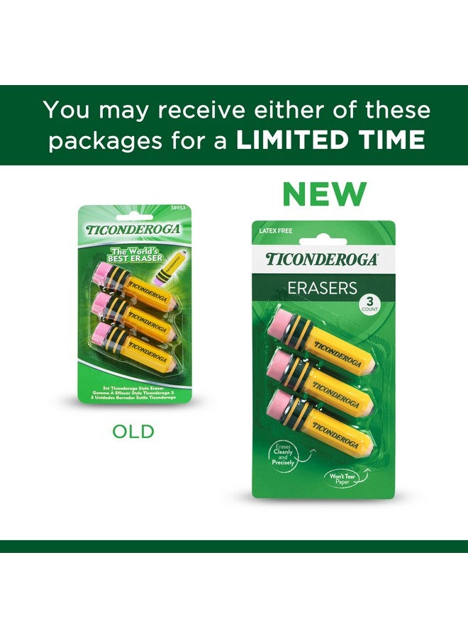 تايكونديرجا ممحاة تيكونديروجا، على شكل قلم رصاص، خالية من اللاتكس، صفراء، عبوة من 3 قطع (38953) - Image 4