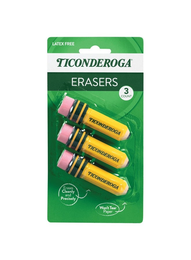 تايكونديرجا ممحاة تيكونديروجا، على شكل قلم رصاص، خالية من اللاتكس، صفراء، عبوة من 3 قطع (38953) - Image 1