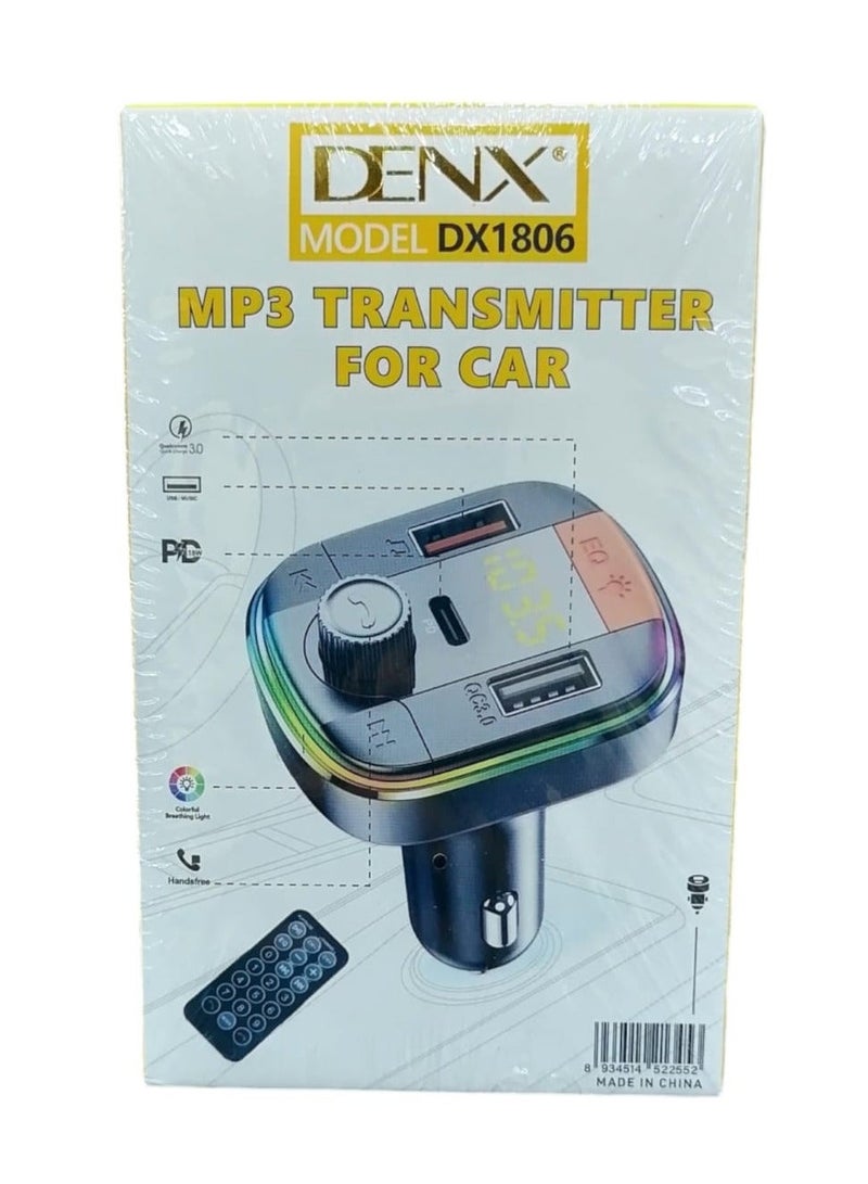 Denx Car charger and Bluetooth player with 3 PD USB ports, compatible with most smartphones, black - Image 3