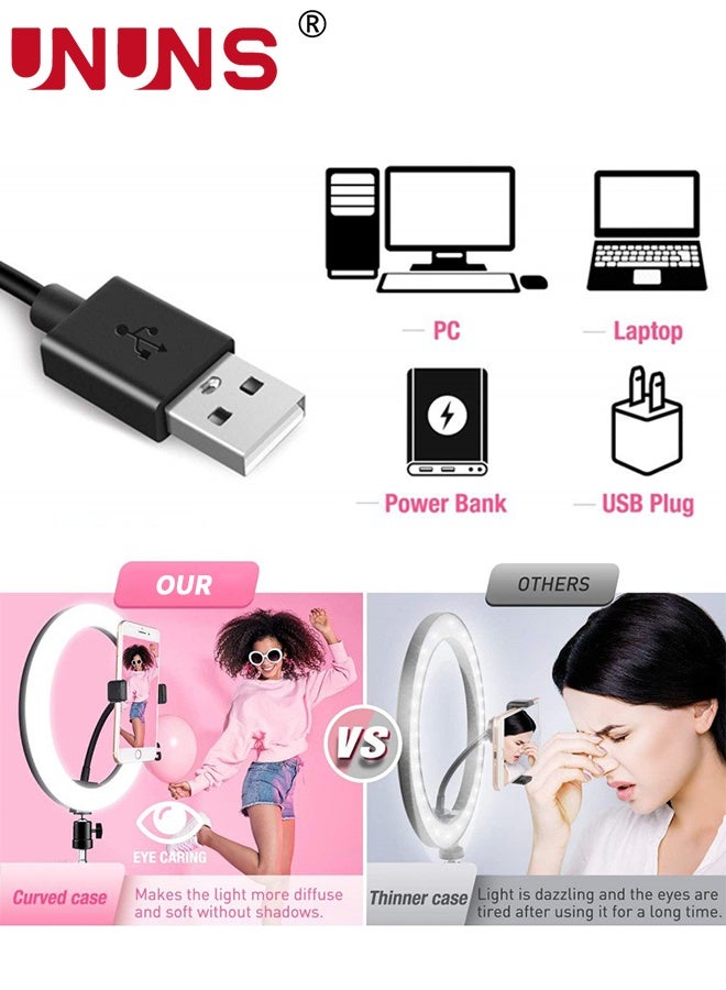 UNUNS Ring Light With Stand,Photography 16CM Lighting Kit,Selfie Ring Light with Adjustable Standand a Camera Remote Control,Phone Holder Desk Ring Light for Photography Video Calls,Live Streaming,Selfie,Makeup - Image 5