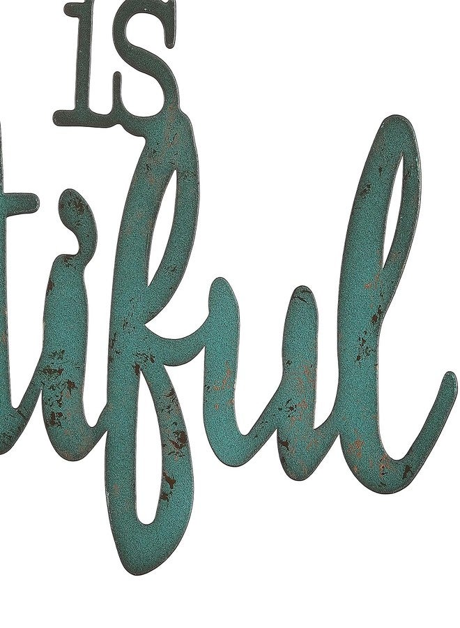 MOCOME 12" Life is Beautiful Wall Art Decor, Life is Beautiful metal signs for wall, Teal - Image 4