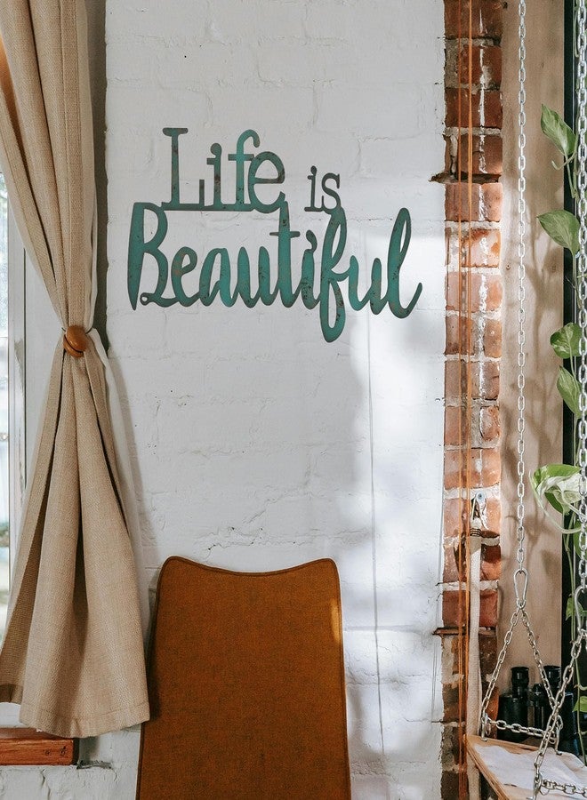 MOCOME 12" Life is Beautiful Wall Art Decor, Life is Beautiful metal signs for wall, Teal - Image 5
