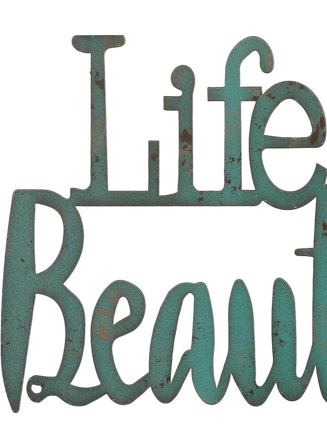MOCOME 12" Life is Beautiful Wall Art Decor, Life is Beautiful metal signs for wall, Teal - Image 3