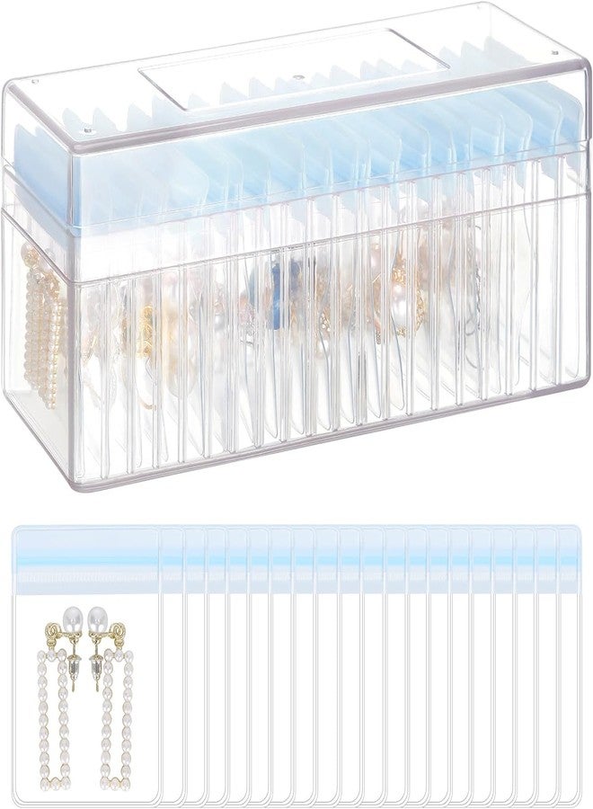 RELEMTRA Clear Jewelry Organizers and Storage, Acrylic Travel Case 20 Pcs Individual Bags Portable Anti Tarnish Dustproof, Jewelry Organizer Box Bracelet Storage for Rings Earrings - Image 1