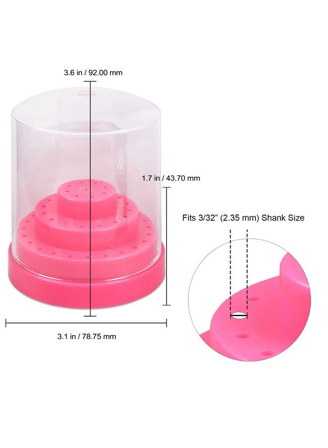 Pana Nail Drill Bit Holder Stand Display Organizer Dust Proof Storage Container Box Case Tools For Home Use Or Nail Salon (48 Holes Pink) - Image 3