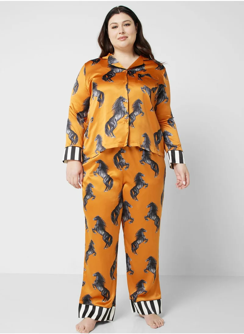 CHELSEA PEERS Printed Shirt & Pyjama Set