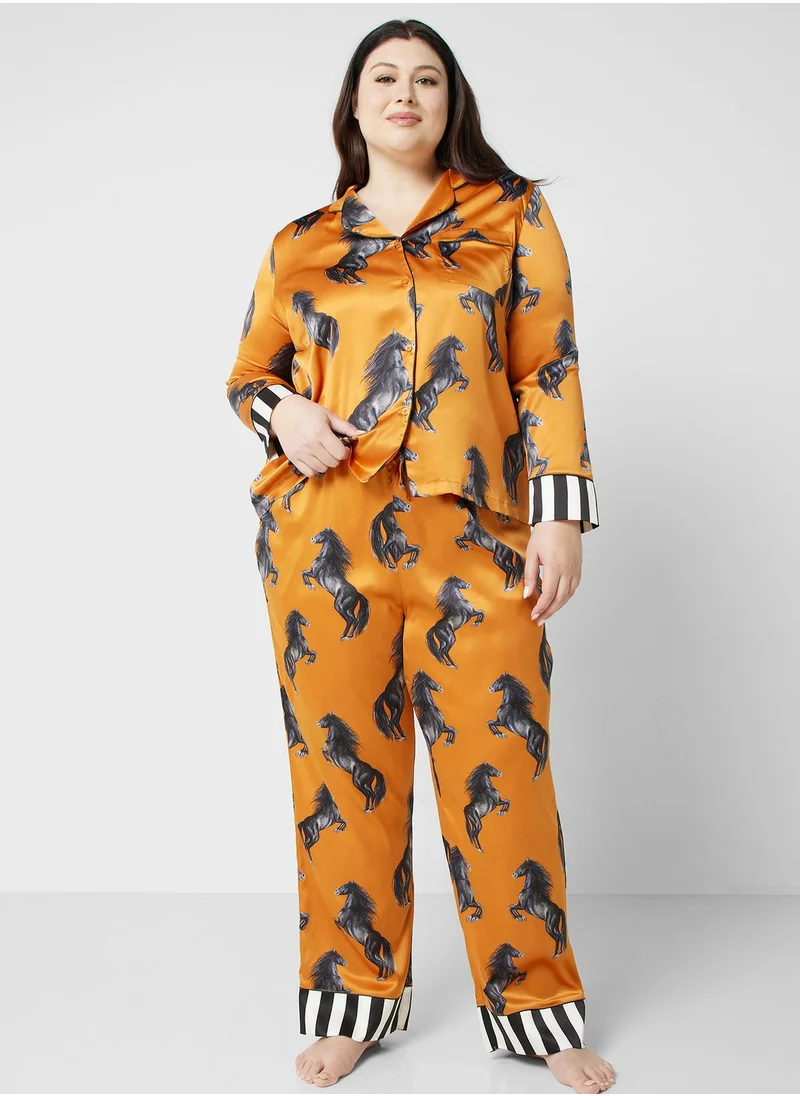 CHELSEA PEERS Printed Shirt & Pyjama Set