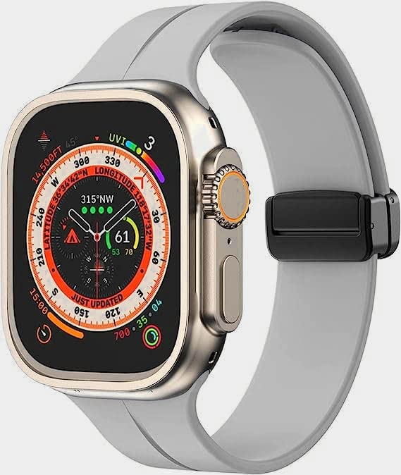 Printme Silicone Sport Band Compatible with Apple Watch 38 mm 40 mm 41 mm 42 mm 44 mm 45 mm 49 mm, Magnetic Clasp Adjustable Strap Compatible for iWatch Series SE Series 1-8 (Grey, 42/44/45/49) - Image 4