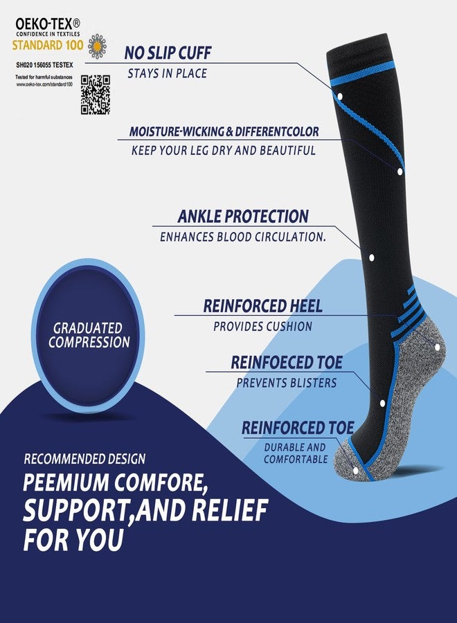 fenglaoda 8 Pairs Compression Socks for Men & Women 20-30 mmHg Knee High Nurse Pregnant Running Medical and Travel Athletic(S/M,Multi01) - Image 2