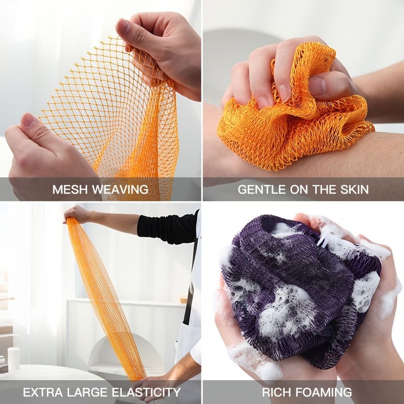 Black Exfoliating Bath Scrubber Deep Cleansing Nylon Body Sponge - Image 3