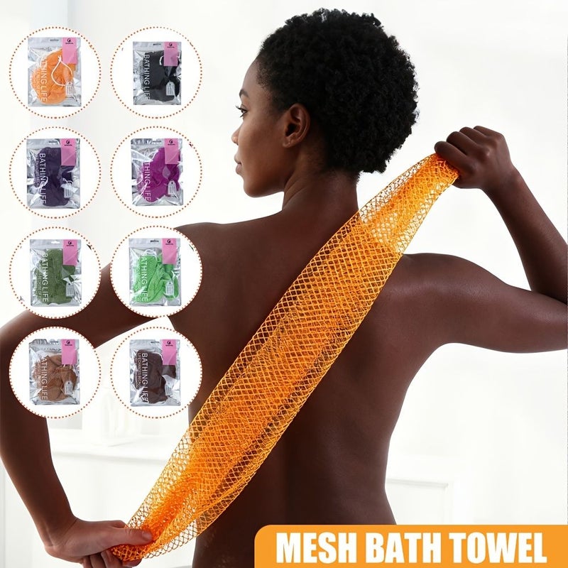 Black Exfoliating Bath Scrubber Deep Cleansing Nylon Body Sponge - Image 1