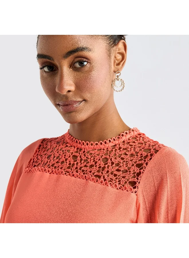 FAV Lace Detail Dress with Flared Sleeves