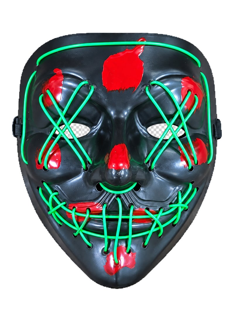 Trentor Halloween LED Stitched Face Mask with Black Face and Green Red Light Pattern - Image 4
