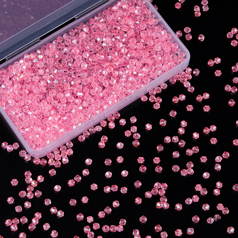 Laopottbeads 1100Pcs 4Mm Bicone Crystal Glass Beads For Jewelry Making  Sparkling Mini Beads For Suncatchers  Diy Bracelets & Craft Projects (Light Rose Red) - Image 1