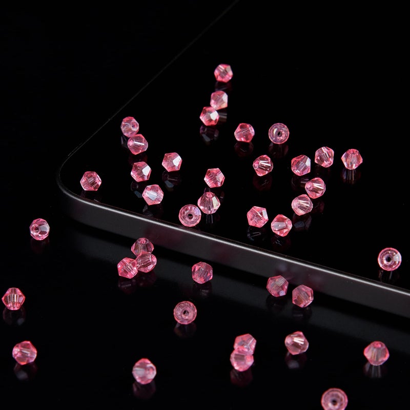 Laopottbeads 1100Pcs 4Mm Bicone Crystal Glass Beads For Jewelry Making  Sparkling Mini Beads For Suncatchers  Diy Bracelets & Craft Projects (Light Rose Red) - Image 2