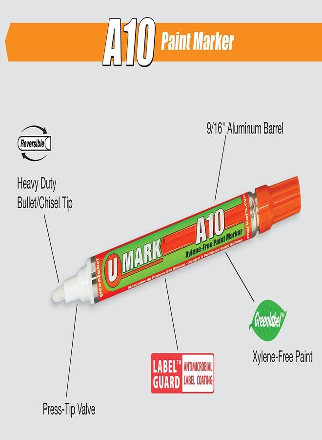 U-Mark A10 Xylene-Free Paint Marker Yellow (Pack of 12) 10106 - Image 2