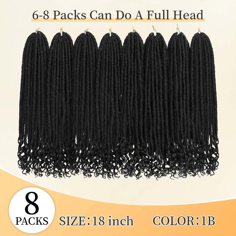 MODERN QUEEN Goddess Locs Crochet Hair 8 Packs 16 Inch Straight Faux Locs Crochet Hair for Black Women, Crochet Pre-Looped Curly Hair Soft Faux Locs Synthetic Braiding Hair Extensions (16 Inch, 8 Packs, 1B#) - Image 3