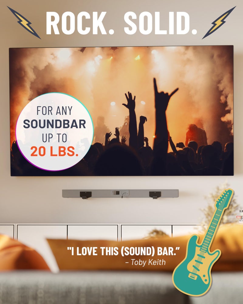 ECHOGEAR Soundbar Wall Mount Bracket - Works with All Soundbars Including Samsung, Vizio, LG, & More - Depth Adjustable for Dolby Atmos Soundbars - Image 3
