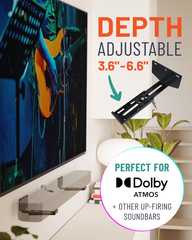 ECHOGEAR Soundbar Wall Mount Bracket - Works with All Soundbars Including Samsung, Vizio, LG, & More - Depth Adjustable for Dolby Atmos Soundbars - Image 4