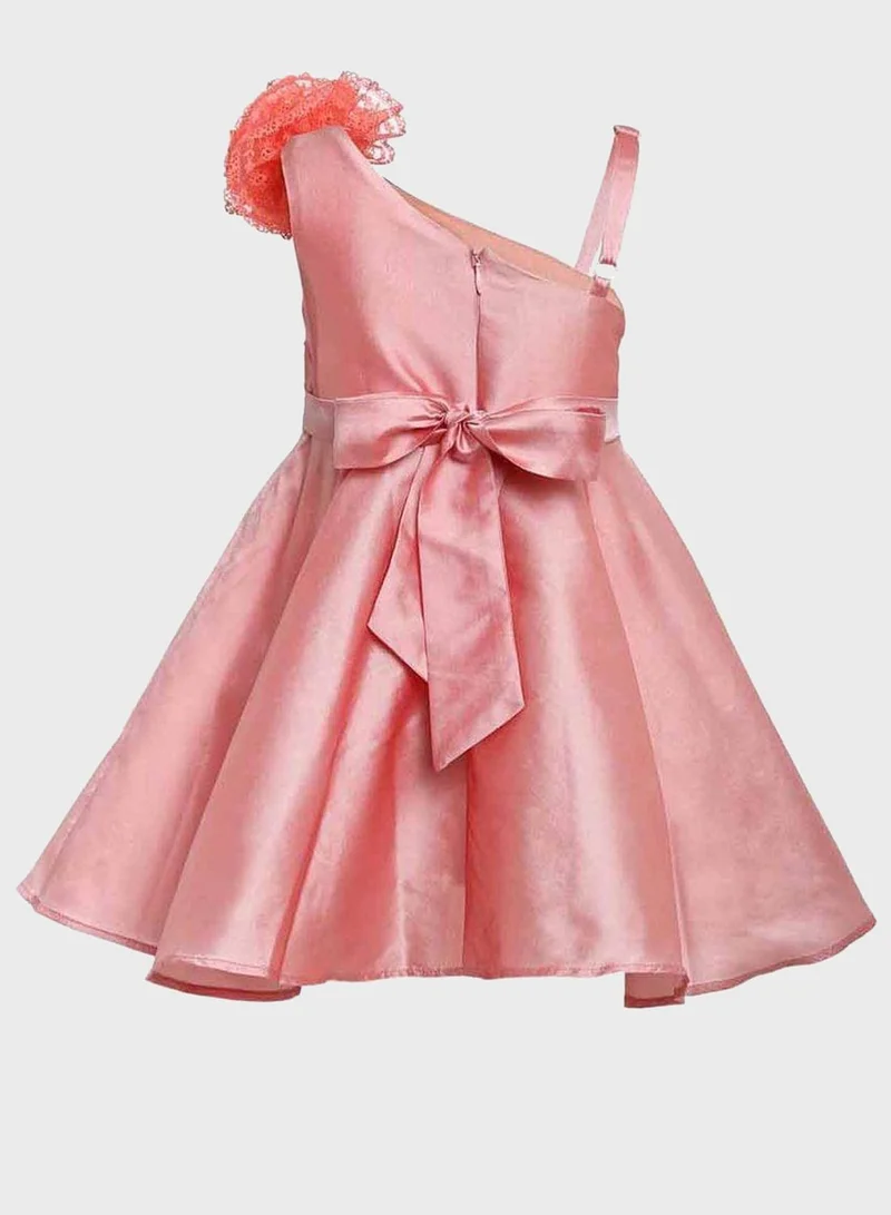 A Little Fable Kids One-Shoulder Cream Pie Dress
