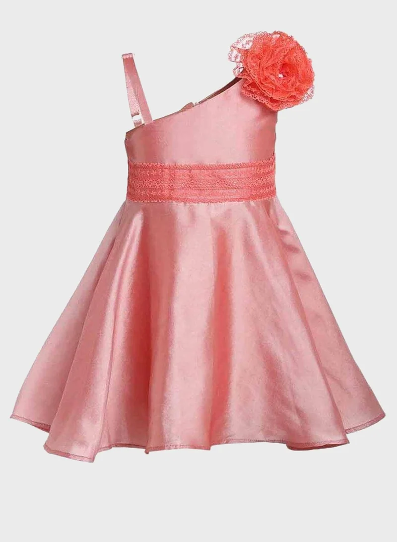 A Little Fable Kids One-Shoulder Cream Pie Dress