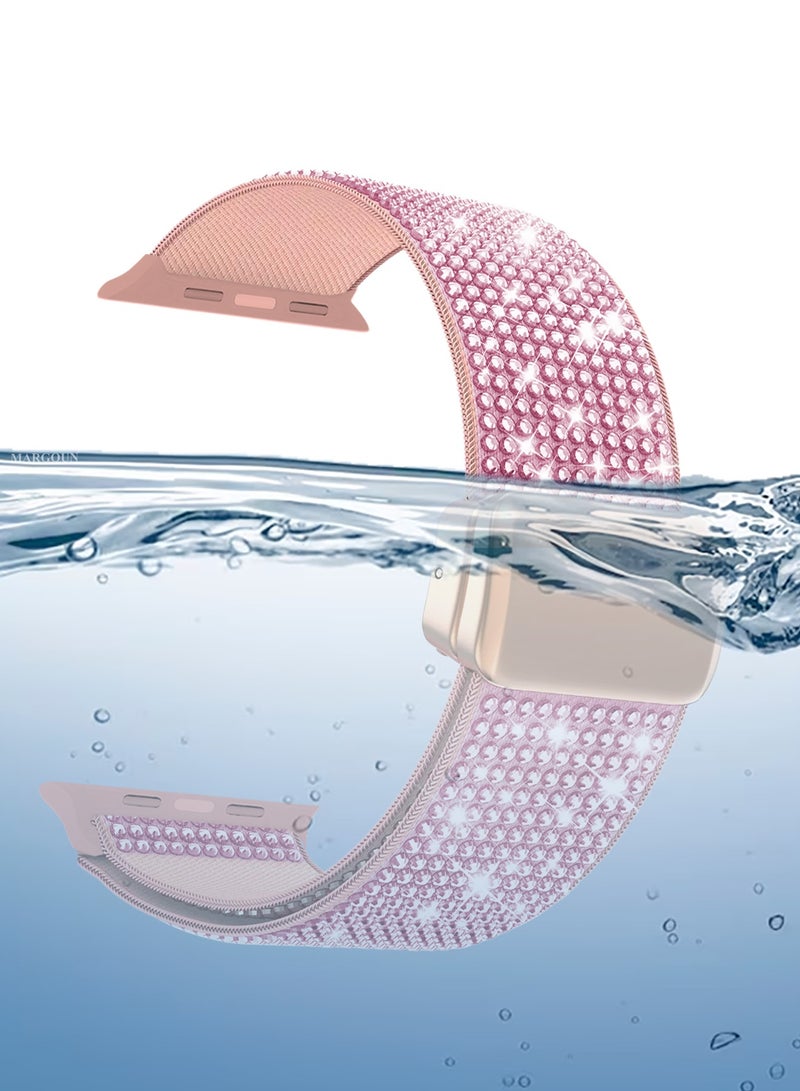 CATANES 38mm/40mm/41mm/42mm(Series 10) Strap Band for Apple Watch Series 1-9, SE & Ultra - Rhinestone Sparkle Watch Band - Pink - Image 5